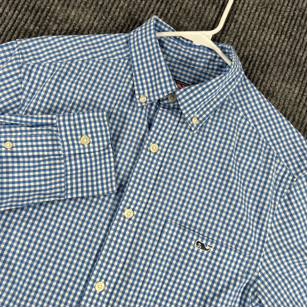 Vineyard Vines Shirt Mens XS Extra Small Blue Check Long Sleeve Button Down